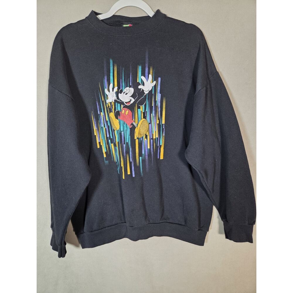 Vintage 90s Mickey Unlimited‎ funky print black crewneck sweatshirt